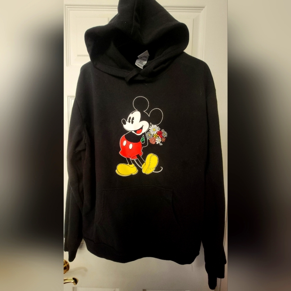 Disney Mickey Mouse Hooded Sweatshirt with Embroidered Flowers Size XXL